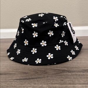 Culturalfly Black With Flowers Bucket Hat One Size Fits Most
